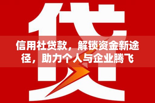 谢家集信用社贷款，解锁资金新途径，助力个人与企业腾飞
