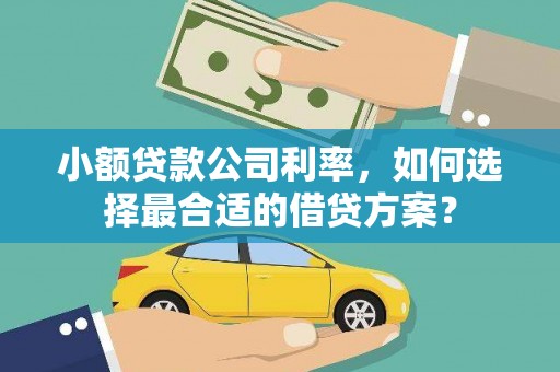 谢家集小额贷款公司利率，如何选择最合适的借贷方案？